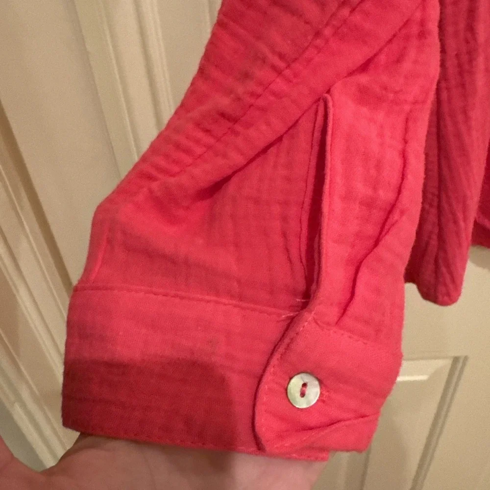 Mote Hot Pink‎ Gauzy Cotton Tunic Top Shirt XXL Lagenlook Resort Breathable